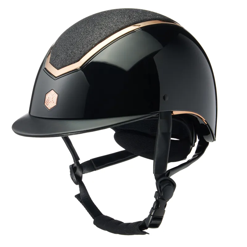 EQX by Charles Owen Kylo Sparkly Riding Hat - Black Gloss/Rose Gold